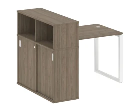 Стол письменный на О-образном м/к с опорным шкафом-купе 141x112x109,8 Метал Систем / Metal System images
