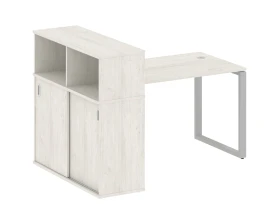 Стол письменный на О-образном м/к с опорным шкафом-купе 161x112x109,8 Метал Систем / Metal System images