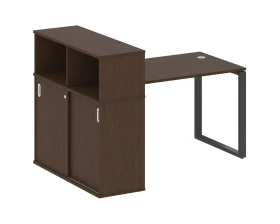 Стол письменный на О-образном м/к с опорным шкафом-купе 161x112x109,8 Метал Систем / Metal System images