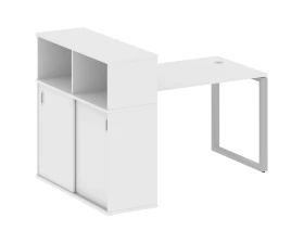 Стол письменный на О-образном м/к с опорным шкафом-купе 161x112x109,8 Метал Систем / Metal System images