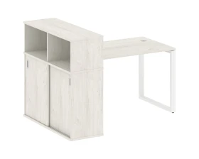 Стол письменный на О-образном м/к с опорным шкафом-купе 161x112x109,8 Метал Систем / Metal System images