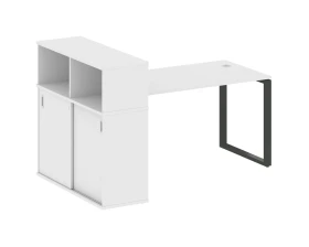 Стол письменный на О-образном м/к с опорным шкафом-купе 181x112x109,8 Метал Систем / Metal System images