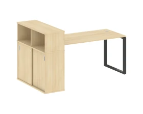 Стол письменный на О-образном м/к с опорным шкафом-купе 201x112x109,8 Метал Систем / Metal System images