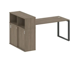 Стол письменный на О-образном м/к с опорным шкафом-купе 201x112x109,8 Метал Систем / Metal System images