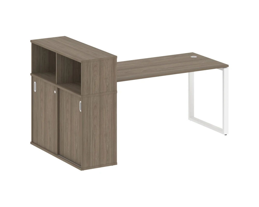 Стол письменный на О-образном м/к с опорным шкафом-купе 201x112x109,8 Метал Систем / Metal System