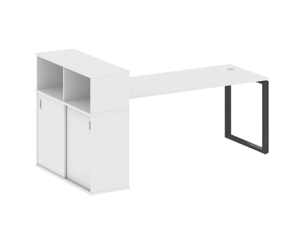 Стол письменный на О-образном м/к с опорным шкафом-купе 221x112x109,8 Метал Систем / Metal System