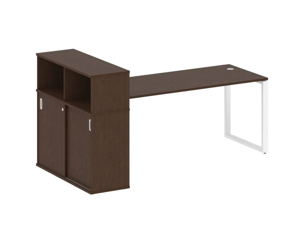 Стол письменный на О-образном м/к с опорным шкафом-купе 221x112x109,8 Метал Систем / Metal System