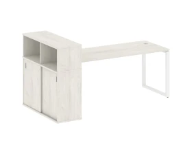 Стол письменный на О-образном м/к с опорным шкафом-купе 221x112x109,8 Метал Систем / Metal System images
