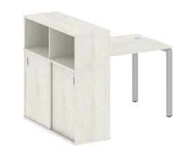 Стол письменный на П-образном м/к с опорным шкафом-купе 141x112x109,8 Метал Систем / Metal System images