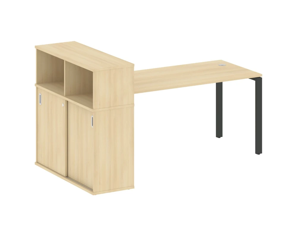 Стол письменный на П-образном м/к с опорным шкафом-купе 201x112x109,8 Метал Систем / Metal System