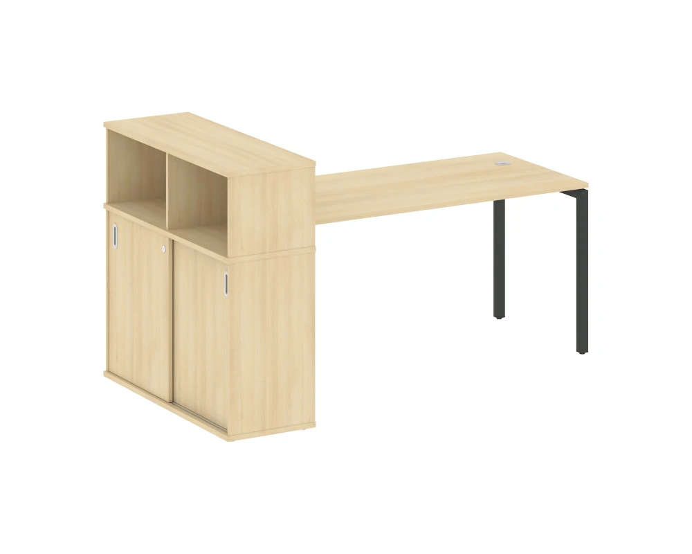 Стол письменный с шкафом-купе на П-образном м/к 2010x1120x1098 Метал Систем Куатро 4х4 / Metal System Quattro 4x4
