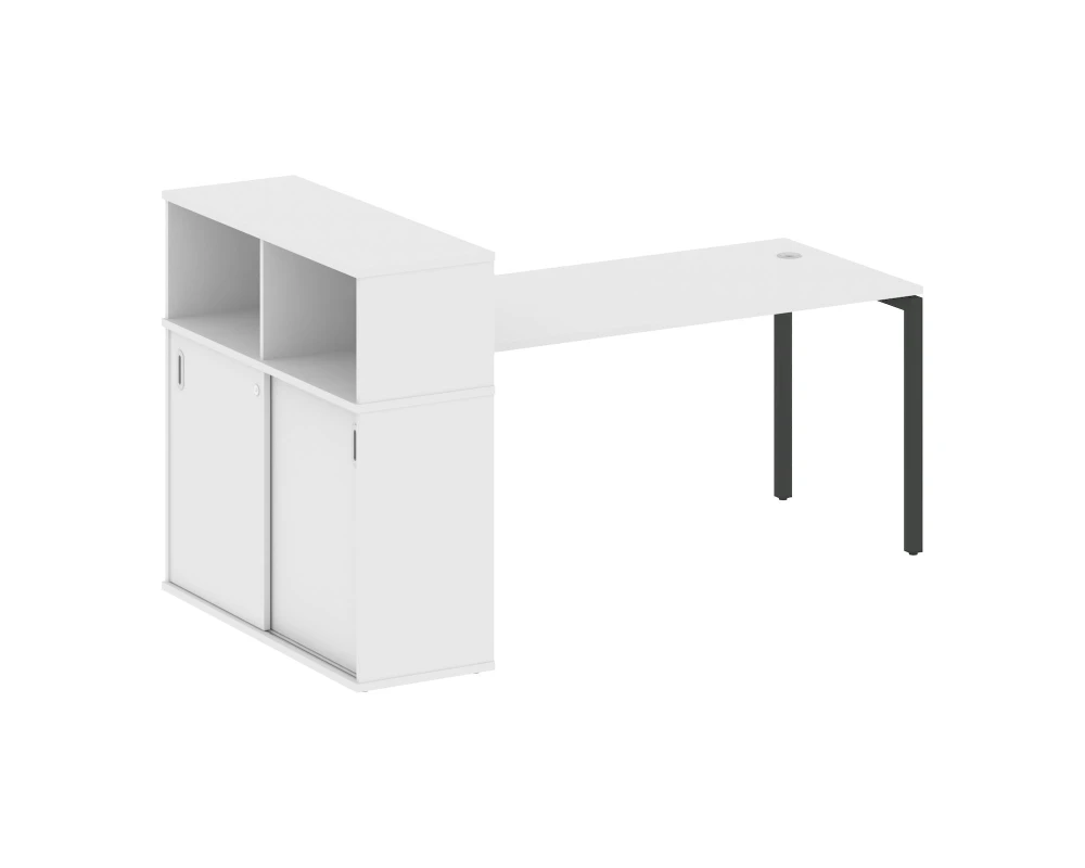 Стол письменный с шкафом-купе на П-образном м/к 2010x1120x1098 Метал Систем Куатро 4х4 / Metal System Quattro 4x4