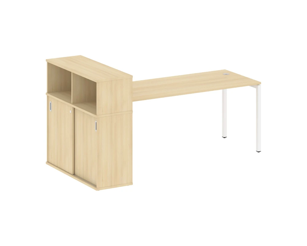 Стол письменный с шкафом-купе на П-образном м/к 2210x1120x1098 Метал Систем Куатро 4х4 / Metal System Quattro 4x4