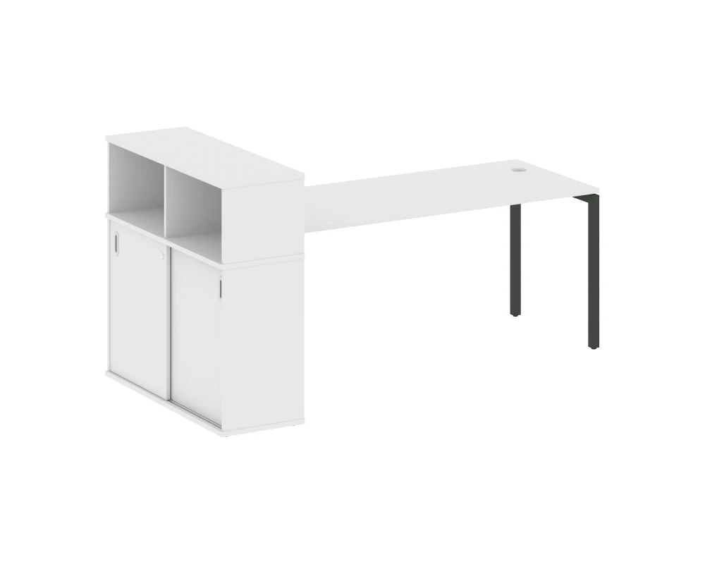 Стол письменный с шкафом-купе на П-образном м/к 2210x1120x1098 Метал Систем Куатро 4х4 / Metal System Quattro 4x4