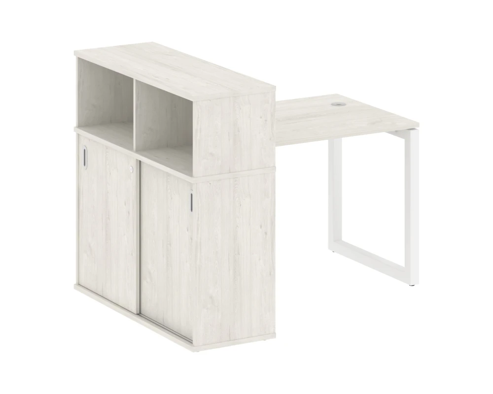 Стол письменный с шкафом-купе на О-образном м/к 1410x1120x1098 Метал Систем Куатро 5x5 / Metal System Quattro 5x5