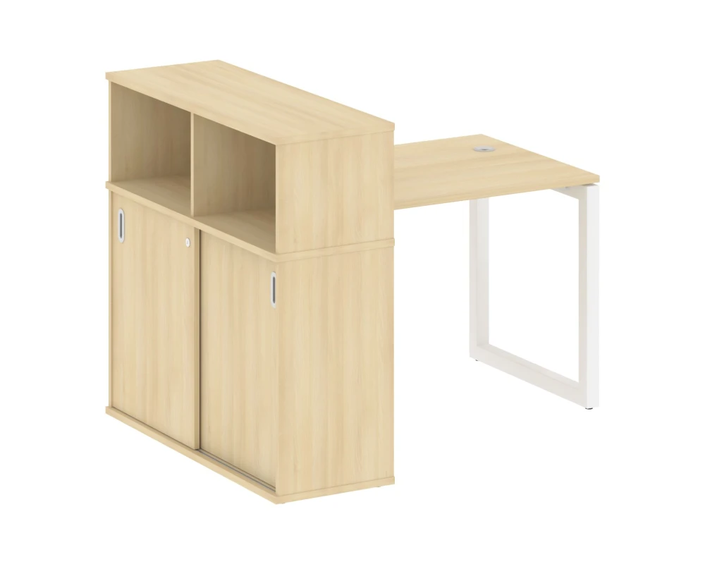 Стол письменный с шкафом-купе на О-образном м/к 1410x1120x1098 Метал Систем Куатро 5x5 / Metal System Quattro 5x5