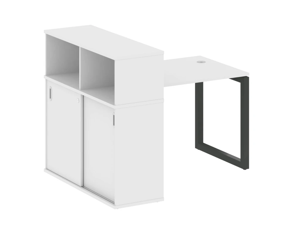 Стол письменный с шкафом-купе на О-образном м/к 1410x1120x1098 Метал Систем Куатро 5x5 / Metal System Quattro 5x5