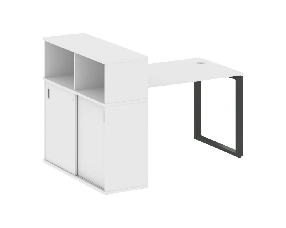 Стол письменный с шкафом-купе на О-образном м/к 1610x1120x1098 Метал Систем / Metal System