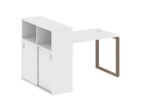 Стол письменный с шкафом-купе на О-образном м/к 1610x1120x1098 Метал Систем / Metal System images