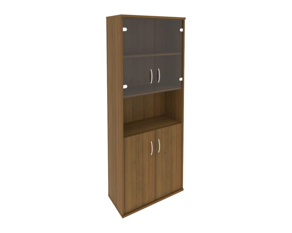 Шкаф высокий широкий 2 низкие двери ЛДСП 2 низкие двери стекло Рива / Riva