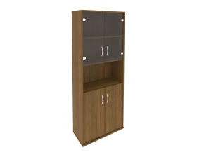 Шкаф высокий широкий 2 низкие двери ЛДСП 2 низкие двери стекло Рива / Riva images