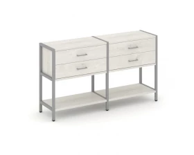 Двухсекционный стеллаж двухярусный с ящиками 1590х400х879 Shelf System images