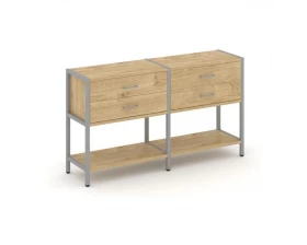 Двухсекционный стеллаж двухярусный с ящиками 1590х400х879 Shelf System images