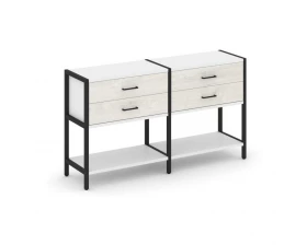 Двухсекционный стеллаж двухярусный с ящиками 1590х400х879 Shelf System images