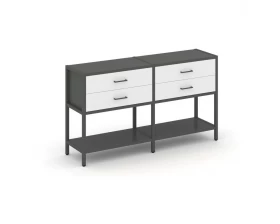 Двухсекционный стеллаж двухярусный с ящиками 1590х400х879 Shelf System images