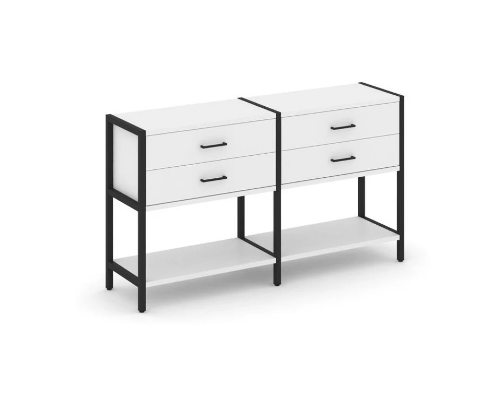 Двухсекционный стеллаж двухярусный с ящиками 1590х400х879 Shelf System