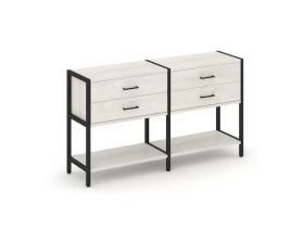 Двухсекционный стеллаж двухярусный с ящиками 1590х400х879 Shelf System images