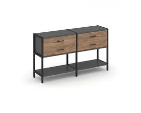 Двухсекционный стеллаж двухярусный с ящиками 1590х400х879 Shelf System images