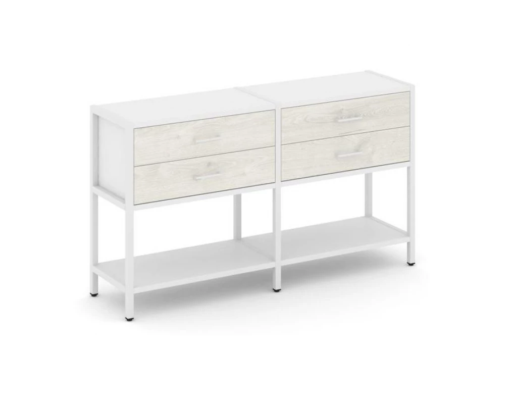 Двухсекционный стеллаж двухярусный с ящиками 1590х400х879 Shelf System