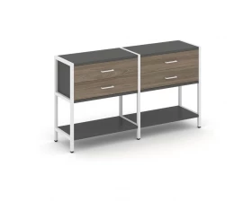 Двухсекционный стеллаж двухярусный с ящиками 1590х400х879 Shelf System images