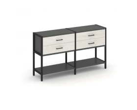 Двухсекционный стеллаж двухярусный с ящиками 1590х400х879 Shelf System images