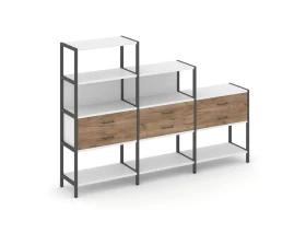 Трехсекционный стеллаж четырех/трех/двухярусный с ящиками 2730х400х1613 Шелф Систем / Shelf System images