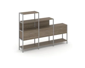 Трехсекционный стеллаж четырех/трех/двухярусный с ящиками 2730х400х1613 Шелф Систем / Shelf System images