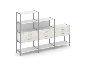 Трехсекционный стеллаж четырех/трех/двухярусный с ящиками 2730х400х1613 Шелф Систем / Shelf System images