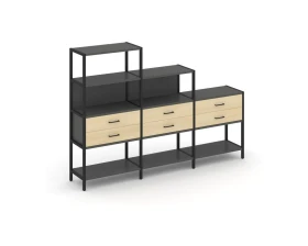 Трехсекционный стеллаж четырех/трех/двухярусный с ящиками 2730х400х1613 Шелф Систем / Shelf System images