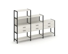 Трехсекционный стеллаж четырех/трех/двухярусный с ящиками 2730х400х1613 Шелф Систем / Shelf System images