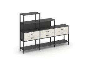 Трехсекционный стеллаж четырех/трех/двухярусный с ящиками 2730х400х1613 Шелф Систем / Shelf System images