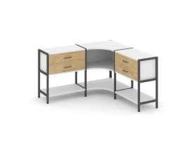 Трехсекционный угловой стеллаж двухярусный с ящиками 1590х1590х879 Шелф Систем / Shelf System images