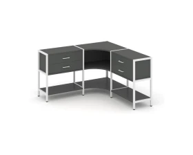 Трехсекционный угловой стеллаж двухярусный с ящиками 1590х1590х879 Шелф Систем / Shelf System images