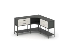 Трехсекционный угловой стеллаж двухярусный с ящиками 1590х1590х879 Шелф Систем / Shelf System images