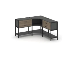 Трехсекционный угловой стеллаж двухярусный с ящиками 1590х1590х879 Шелф Систем / Shelf System images