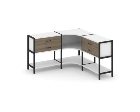 Трехсекционный угловой стеллаж двухярусный с ящиками 1590х1590х879 Шелф Систем / Shelf System images