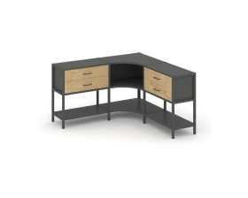 Трехсекционный угловой стеллаж двухярусный с ящиками 1590х1590х879 Шелф Систем / Shelf System images