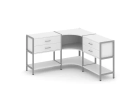 Трехсекционный угловой стеллаж двухярусный с ящиками 1590х1590х879 Шелф Систем / Shelf System images