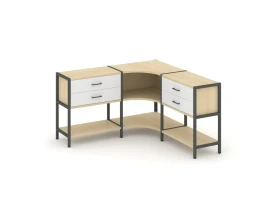 Трехсекционный угловой стеллаж двухярусный с ящиками 1590х1590х879 Шелф Систем / Shelf System images