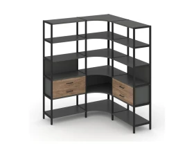 Трехсекционный угловой стеллаж пятиярусный с ящиками 1590х1590х1980 Шелф Систем / Shelf System images